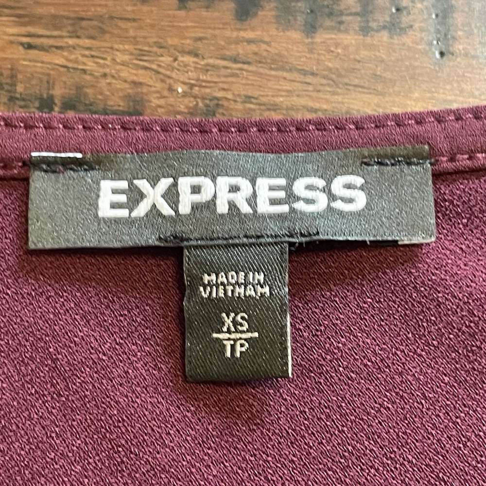 Express Maroon Bell Sleeve V-Neck Blouse - Picture 8 of 9